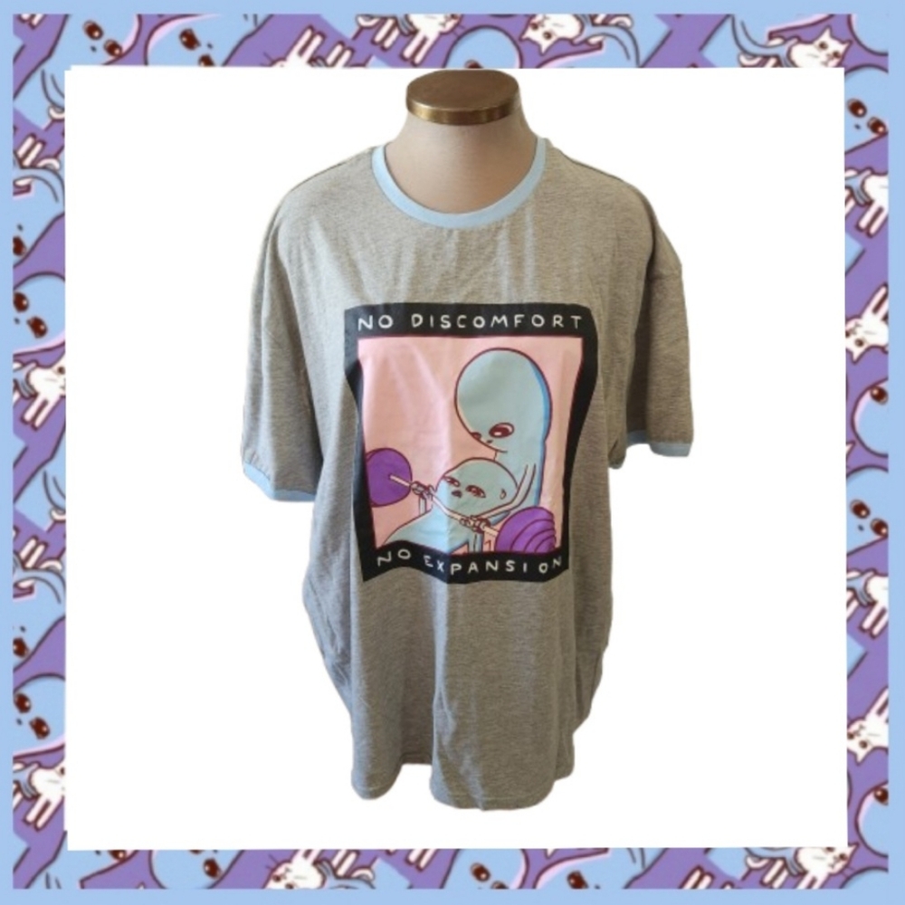 STRANGE PLANET ☆ NO DISCOMFORT - NO EXPANSION ☆ RINGER TEE ☆ 3XL ☆ NWOT
